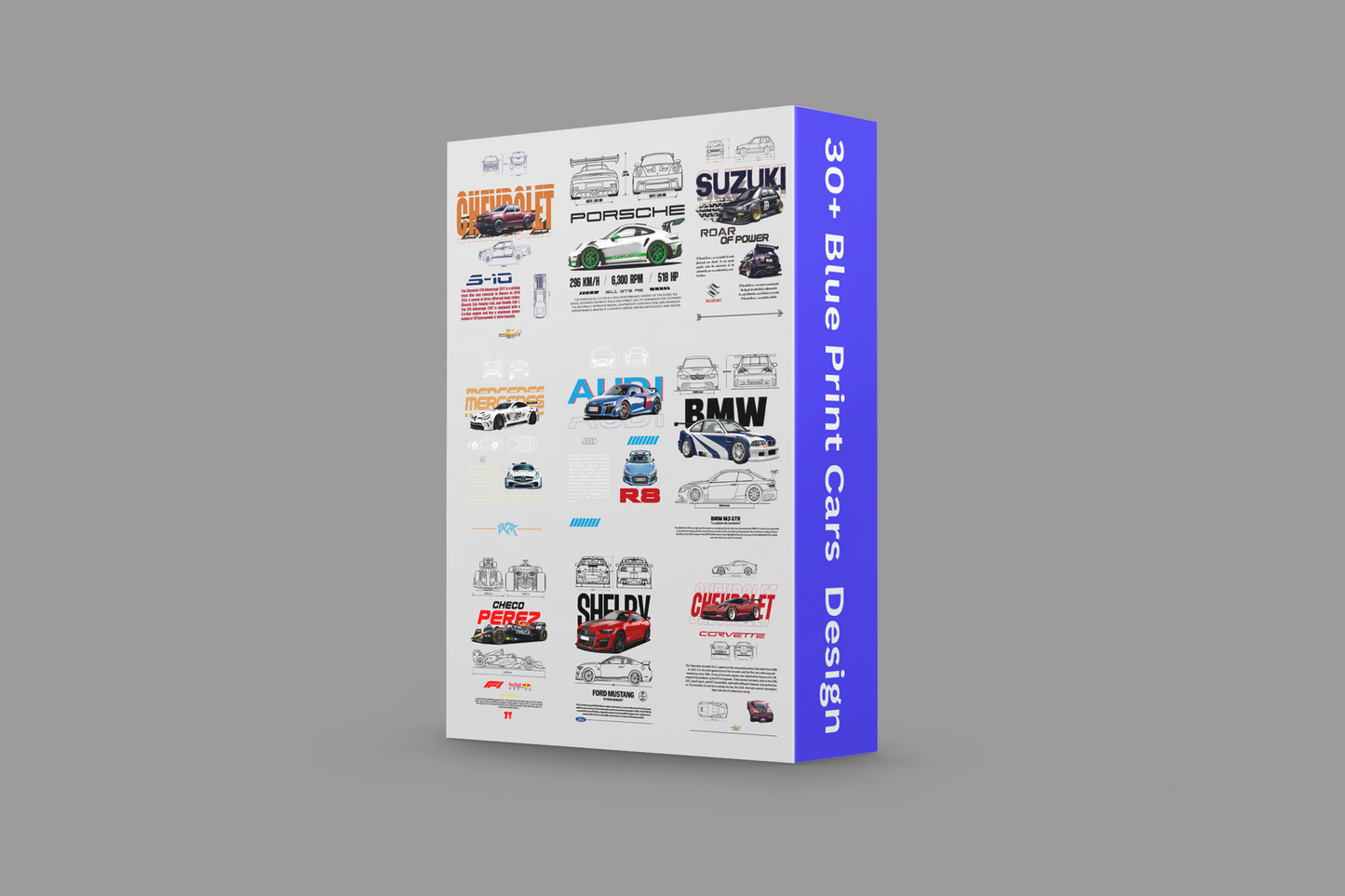 30+ Blueprint Cars T-Shirt Design Bundle